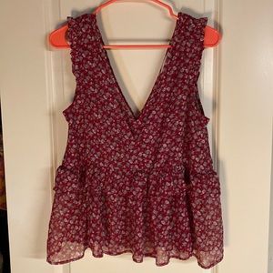 American Eagle ruffle floral top size medium